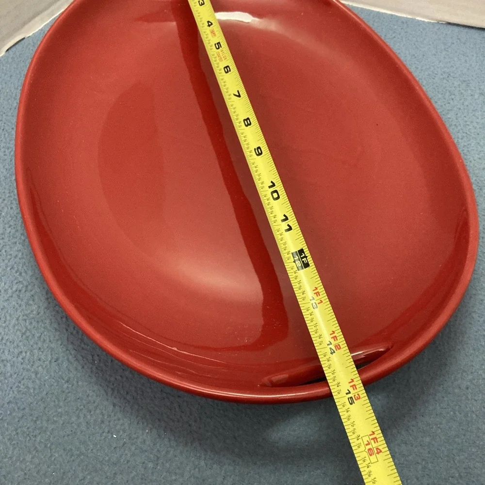 Longaberger Pottery Woven Traditions Tomato Contour Serving Platter w/Handles
